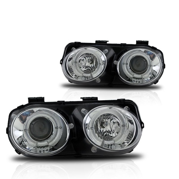 Winjet Halo Projector Head Lights - Chrome / Clear CHWJ-0217-C - main